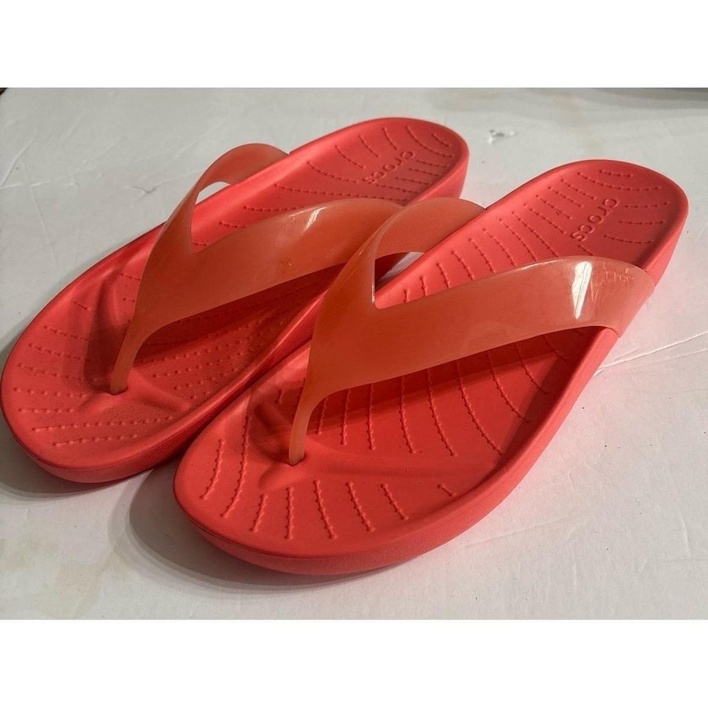 Crocs Women's Flip Flops Sandals Coral Orange Size 9